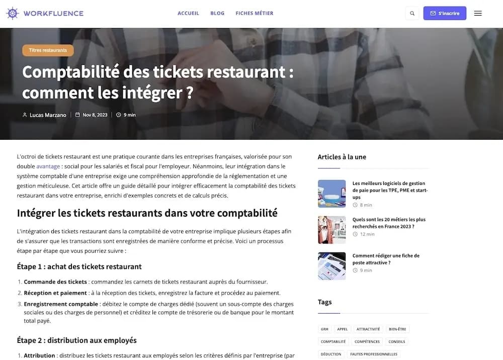 Article éditorial Workfluence