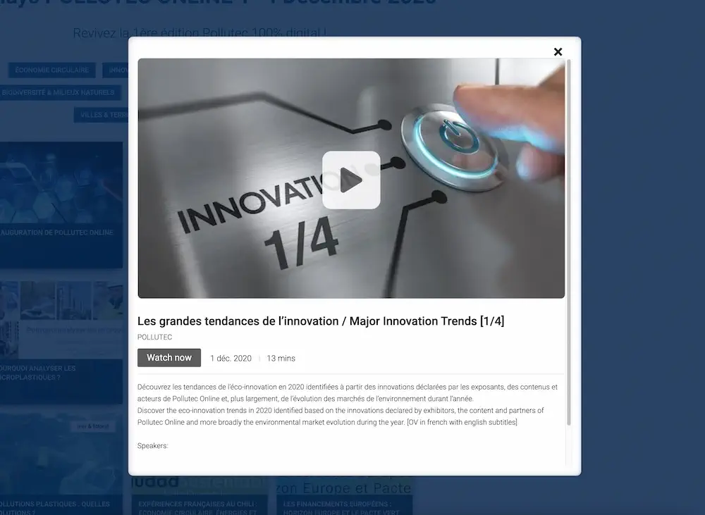 Détail d'une carte webinaire Pollutec Online