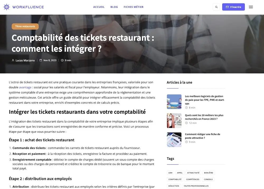 Article éditorial Workfluence